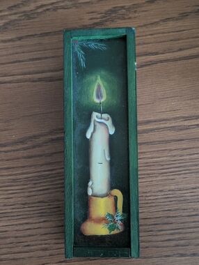 Hand painted Colonial Matchstick Box for Winter Decoration and Matches